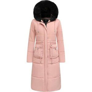 Women's Long Winter Puffer Coat Maxi Down Jacket Faux Fur Removable Hood Parka